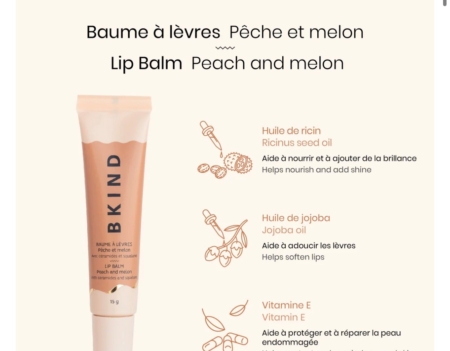 Baume à lèvres - Pêche et melon - BKIND 1