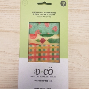 Emballage en cire d'abeille - Trio - D-CÖ - Fruits et légumes souriants
