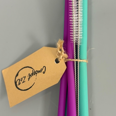 Ensemble de 6 pailles (3 petites et 3 grandes) en silicone + brosses