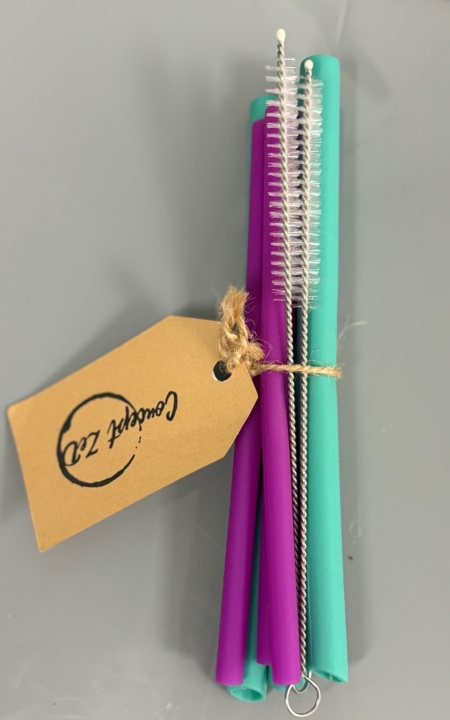 Ensemble de 6 pailles (3 petites et 3 grandes) en silicone + brosses