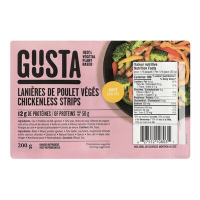 Saucisses de seitan - Lanières de poulet végé - Gusta Foods