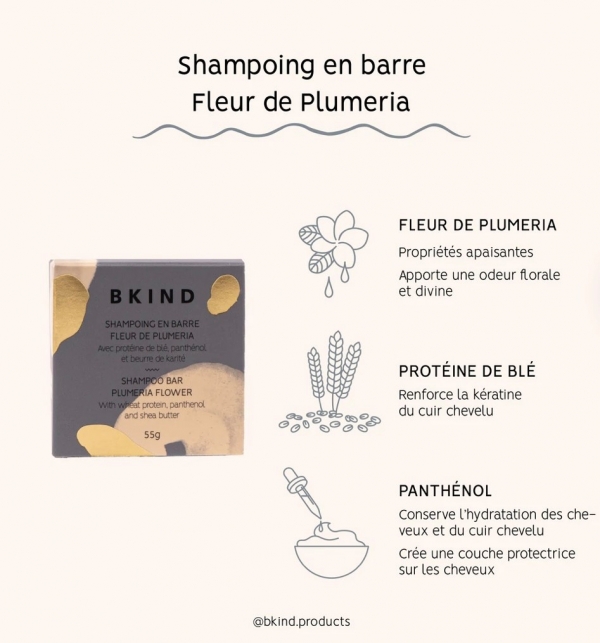 Shampoing Bkind - Cheveux bouclés et frisés - Fleur de plumeria